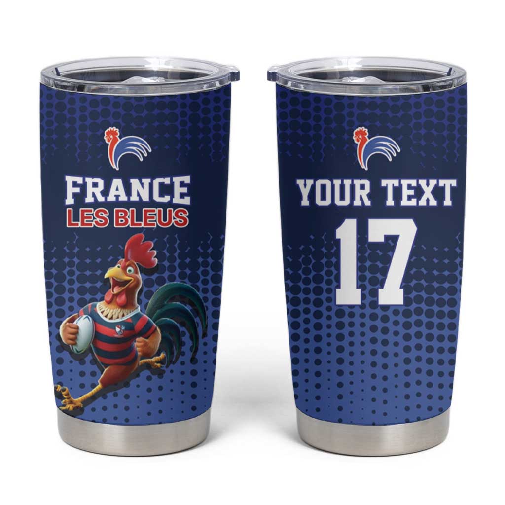 France Rugby Custom Tumbler Cup Come on Les Bleus Blue Style