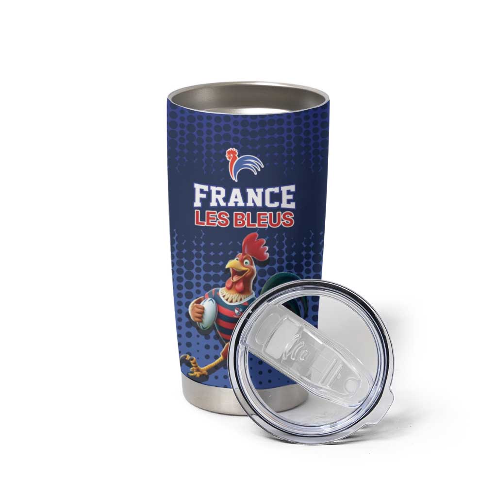 France Rugby Custom Tumbler Cup Come on Les Bleus Blue Style