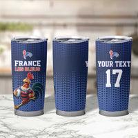 France Rugby Custom Tumbler Cup Come on Les Bleus Blue Style
