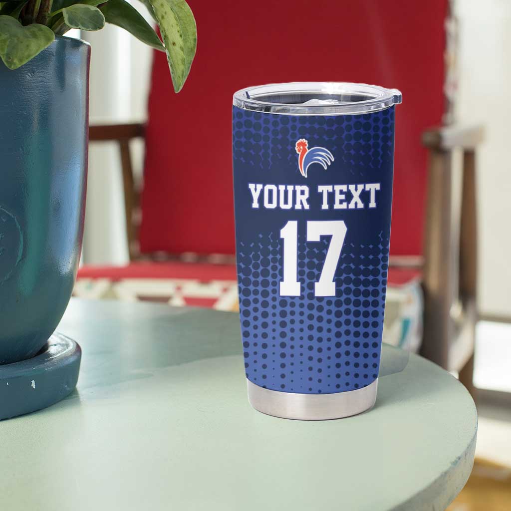 France Rugby Custom Tumbler Cup Come on Les Bleus Blue Style