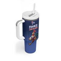 France Rugby Custom Tumbler With Handle Come on Les Bleus Blue Style
