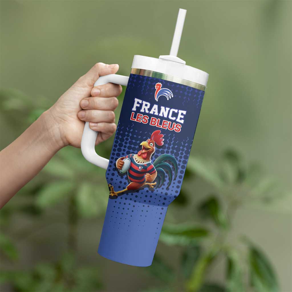France Rugby Custom Tumbler With Handle Come on Les Bleus Blue Style