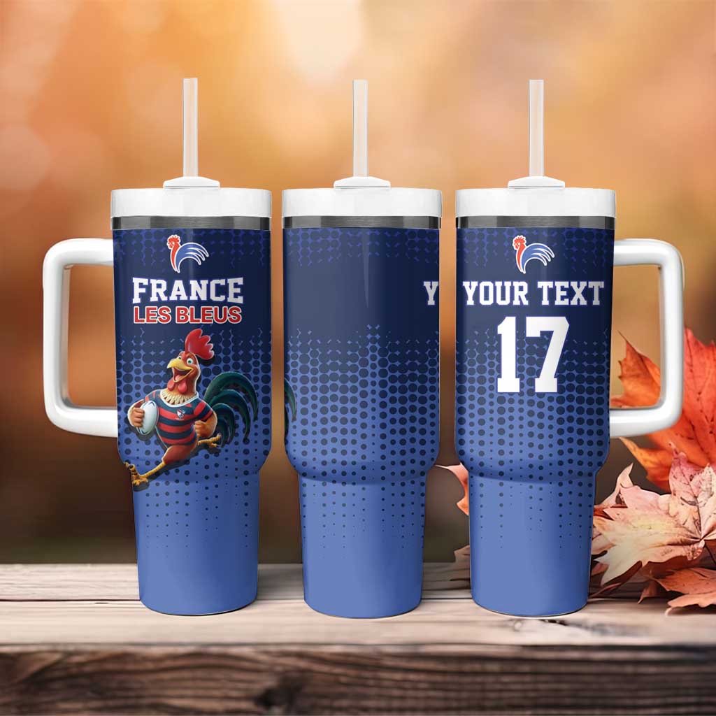 France Rugby Custom Tumbler With Handle Come on Les Bleus Blue Style