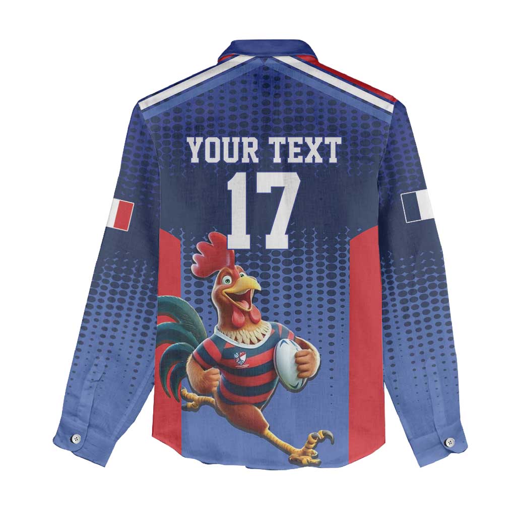 France Rugby Custom Women Casual Shirt Come on Les Bleus Blue Style