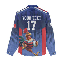 France Rugby Custom Women Casual Shirt Come on Les Bleus Blue Style