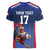 France Rugby Custom Women V-Neck T-Shirt Come on Les Bleus Blue Style