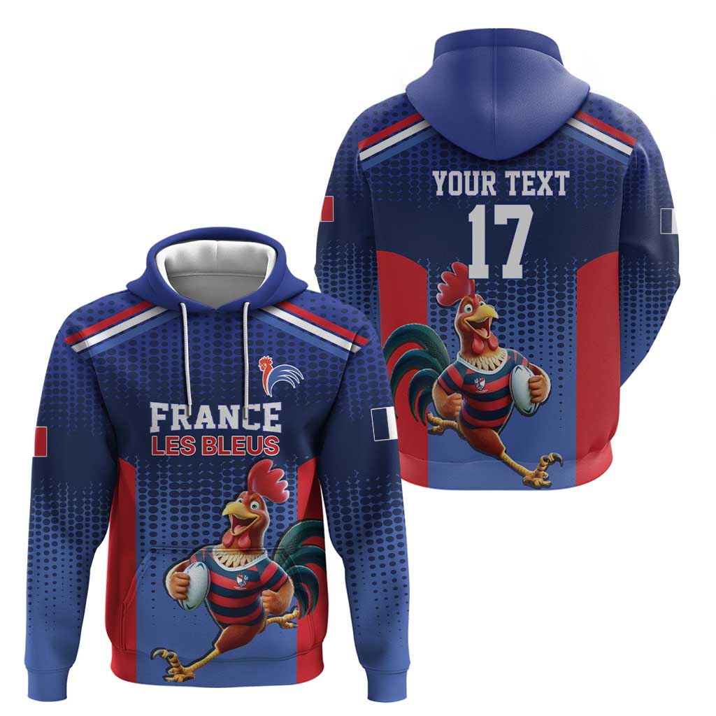 France Rugby Custom Zip Hoodie Come on Les Bleus Blue Style