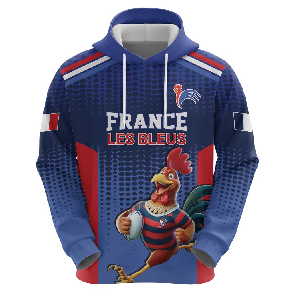 France Rugby Custom Zip Hoodie Come on Les Bleus Blue Style