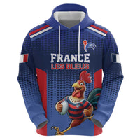 France Rugby Custom Zip Hoodie Come on Les Bleus Blue Style