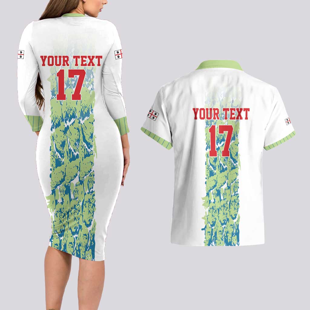 Custom Sardinia Football Couples Matching Long Sleeve Bodycon Dress and Hawaiian Shirt Sardigna Sporty Style