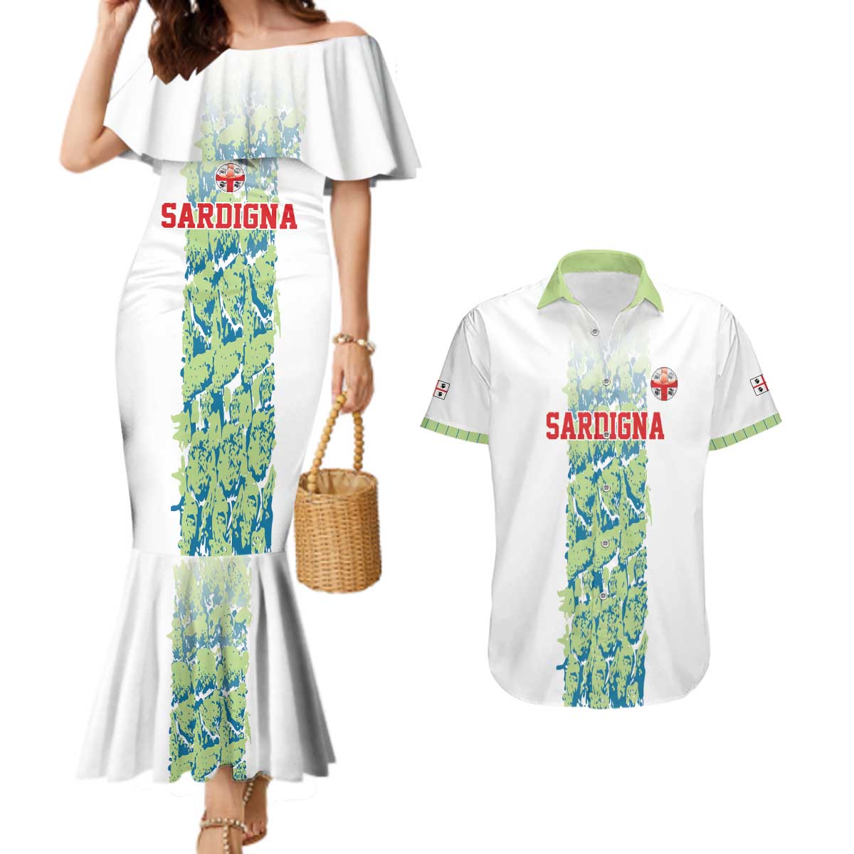 Custom Sardinia Football Couples Matching Mermaid Dress and Hawaiian Shirt Sardigna Sporty Style