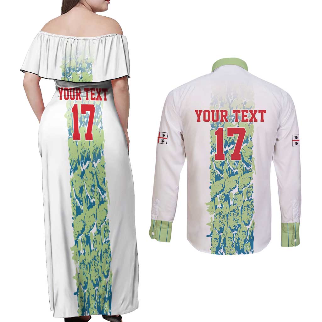 Custom Sardinia Football Couples Matching Off Shoulder Maxi Dress and Long Sleeve Button Shirt Sardigna Sporty Style