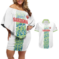 Custom Sardinia Football Couples Matching Off Shoulder Short Dress and Hawaiian Shirt Sardigna Sporty Style