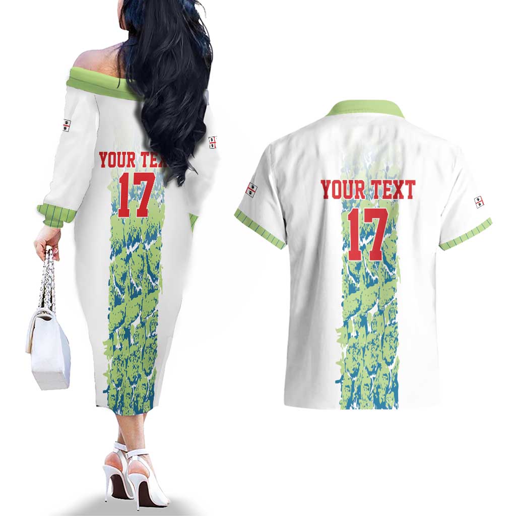 Custom Sardinia Football Couples Matching Off The Shoulder Long Sleeve Dress and Hawaiian Shirt Sardigna Sporty Style