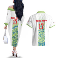 Custom Sardinia Football Couples Matching Off The Shoulder Long Sleeve Dress and Hawaiian Shirt Sardigna Sporty Style