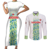 Custom Sardinia Football Couples Matching Short Sleeve Bodycon Dress and Long Sleeve Button Shirt Sardigna Sporty Style