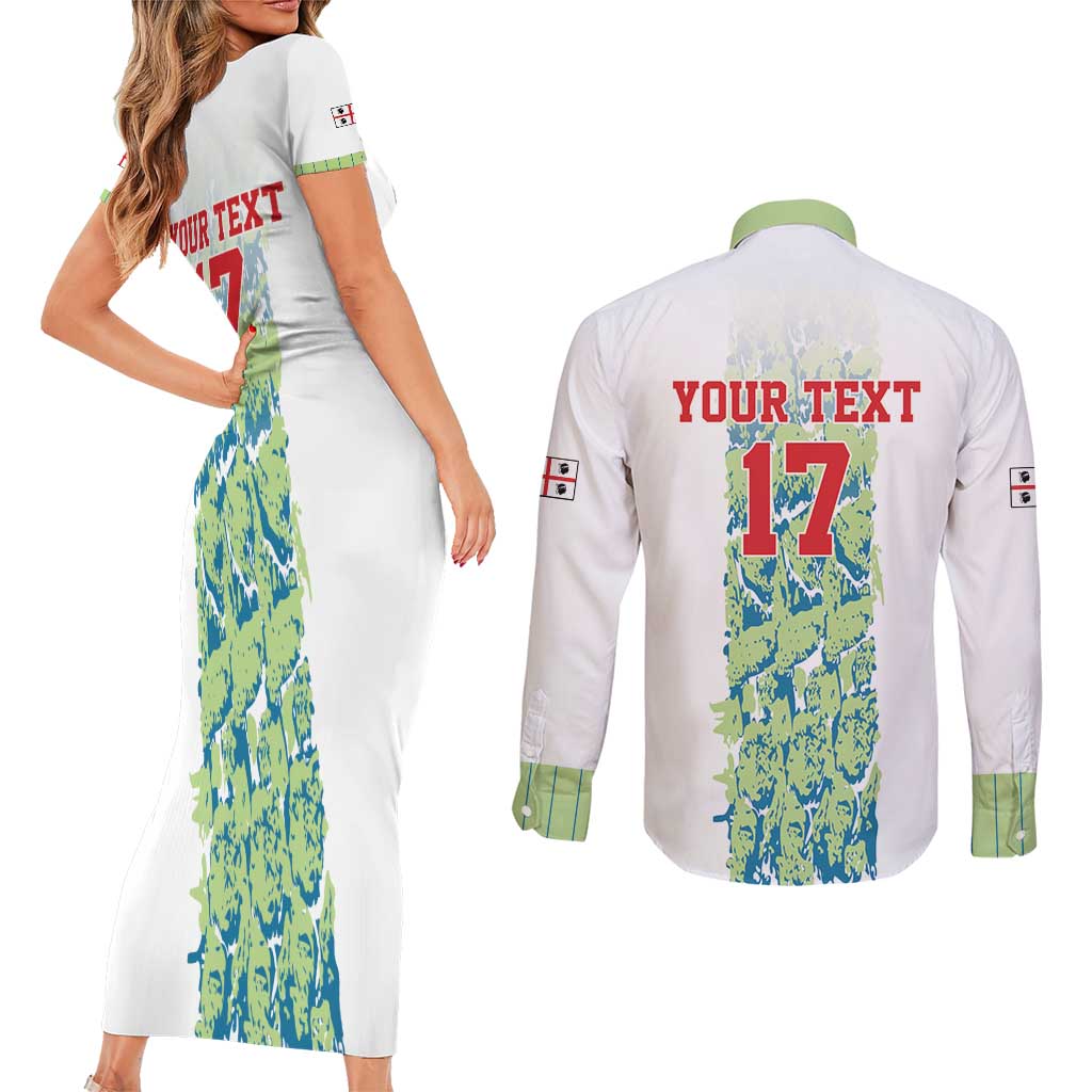 Custom Sardinia Football Couples Matching Short Sleeve Bodycon Dress and Long Sleeve Button Shirt Sardigna Sporty Style