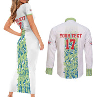 Custom Sardinia Football Couples Matching Short Sleeve Bodycon Dress and Long Sleeve Button Shirt Sardigna Sporty Style