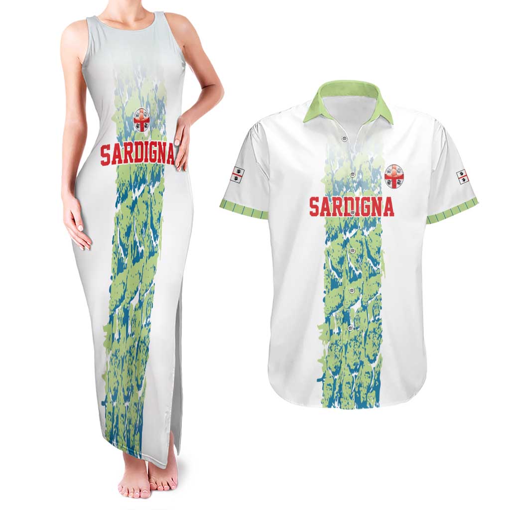 Custom Sardinia Football Couples Matching Tank Maxi Dress and Hawaiian Shirt Sardigna Sporty Style