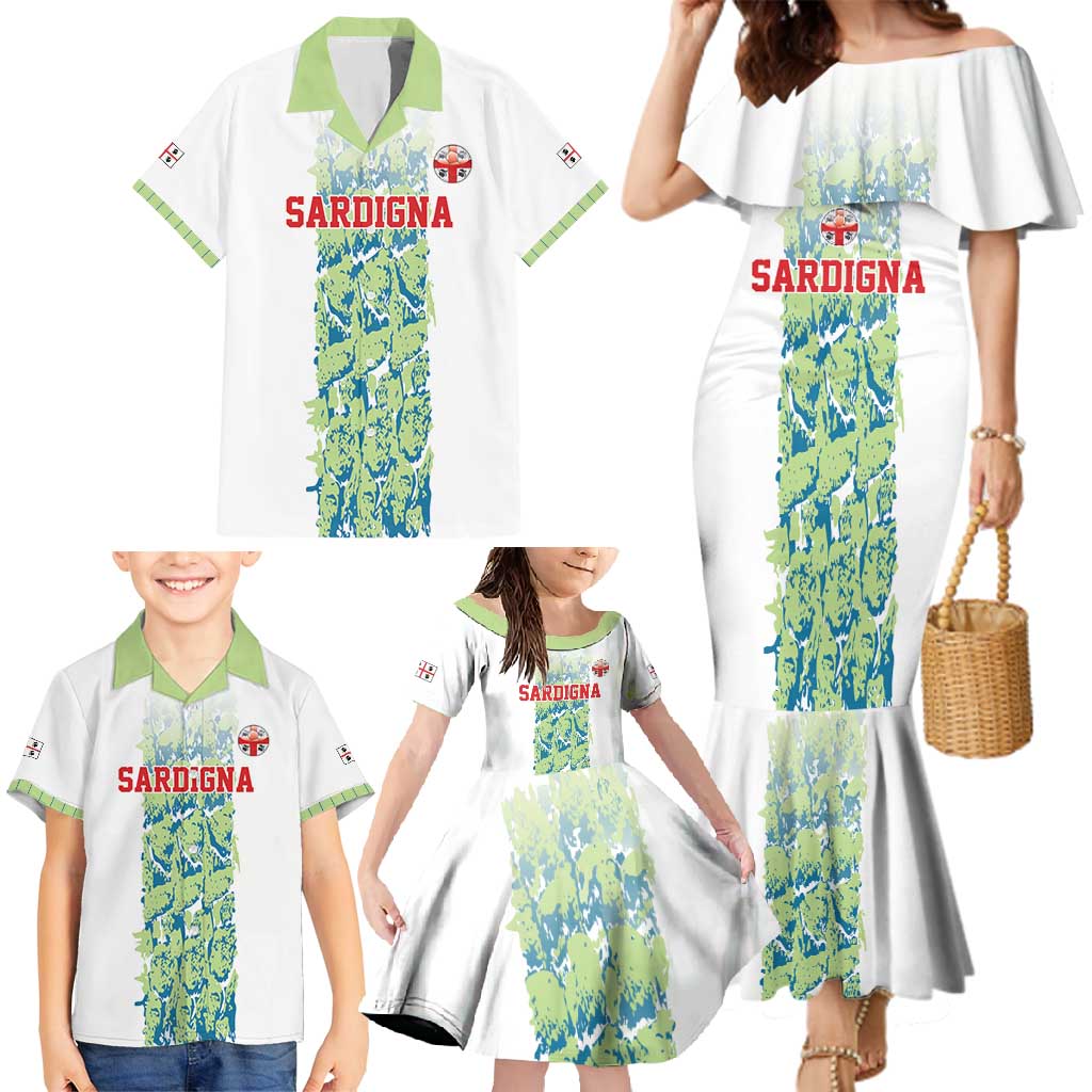 Custom Sardinia Football Family Matching Mermaid Dress and Hawaiian Shirt Sardigna Sporty Style