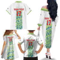 Custom Sardinia Football Family Matching Off The Shoulder Long Sleeve Dress and Hawaiian Shirt Sardigna Sporty Style