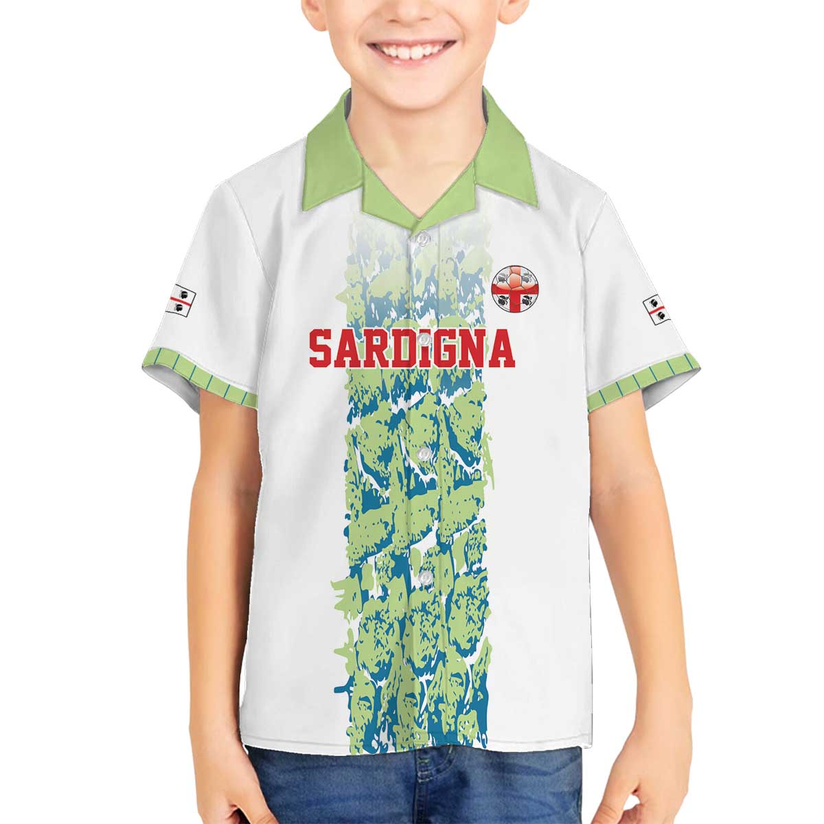 Custom Sardinia Football Family Matching Off The Shoulder Long Sleeve Dress and Hawaiian Shirt Sardigna Sporty Style