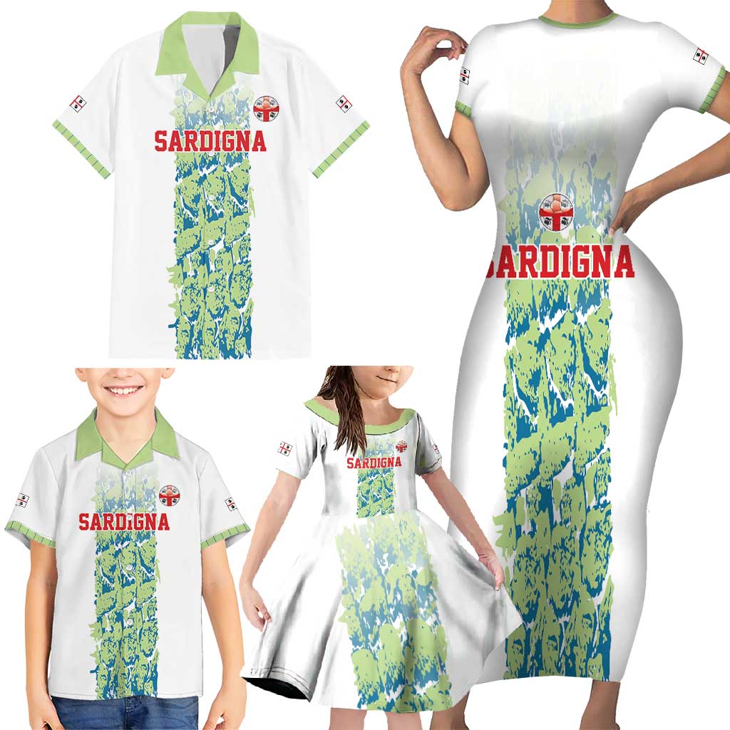 Custom Sardinia Football Family Matching Short Sleeve Bodycon Dress and Hawaiian Shirt Sardigna Sporty Style