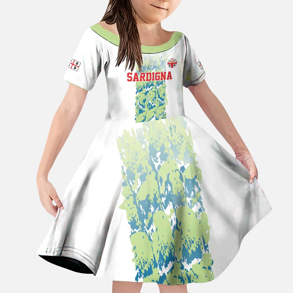 Custom Sardinia Football Kid Short Sleeve Dress Sardigna Sporty Style
