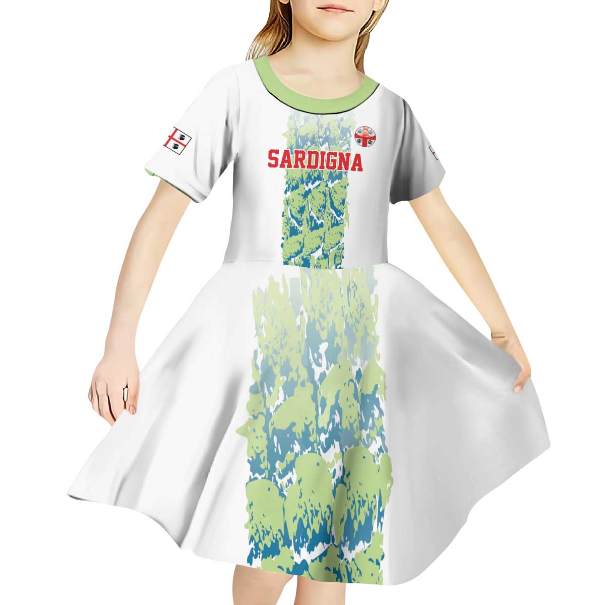 Custom Sardinia Football Kid Short Sleeve Dress Sardigna Sporty Style
