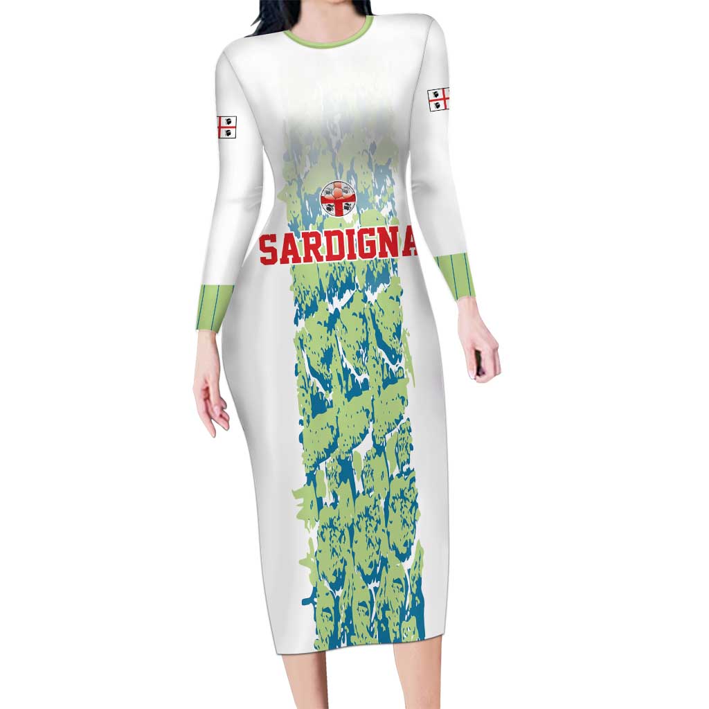 Custom Sardinia Football Long Sleeve Bodycon Dress Sardigna Sporty Style