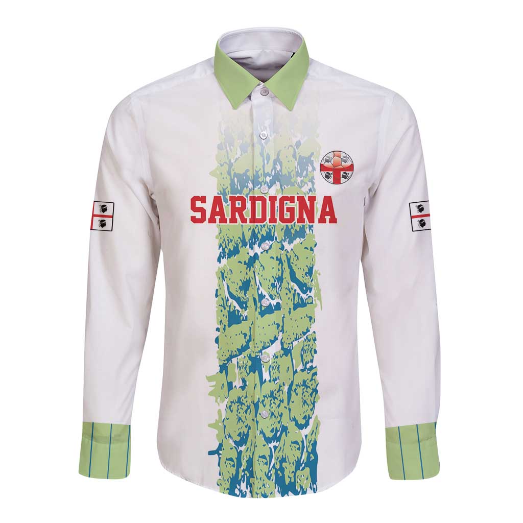 Custom Sardinia Football Long Sleeve Button Shirt Sardigna Sporty Style