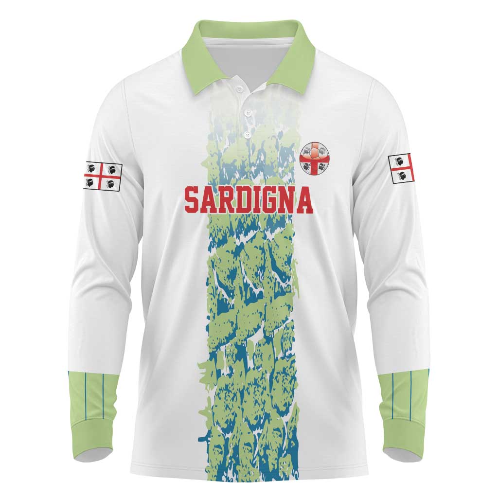 Custom Sardinia Football Long Sleeve Polo Shirt Sardigna Sporty Style