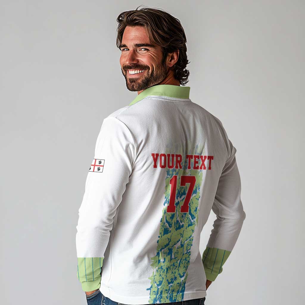 Custom Sardinia Football Long Sleeve Polo Shirt Sardigna Sporty Style
