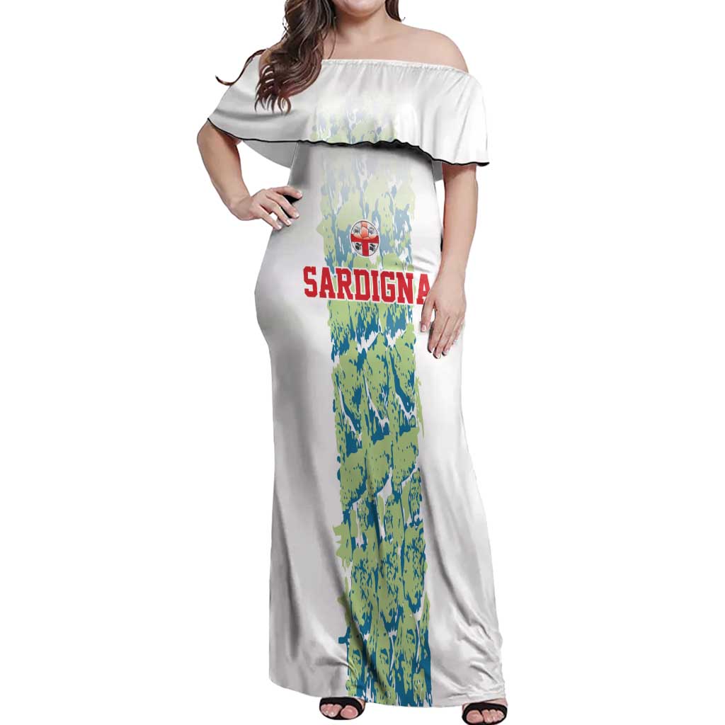 Custom Sardinia Football Off Shoulder Maxi Dress Sardigna Sporty Style