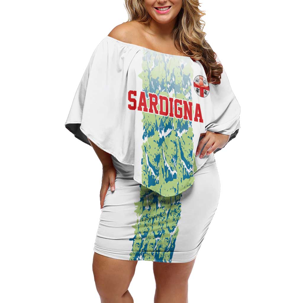 Custom Sardinia Football Off Shoulder Short Dress Sardigna Sporty Style