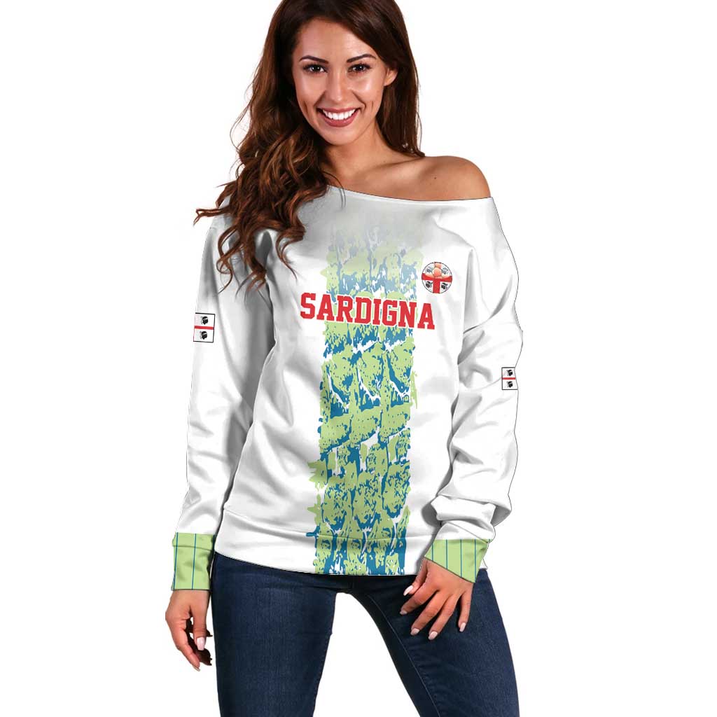Custom Sardinia Football Off Shoulder Sweater Sardigna Sporty Style