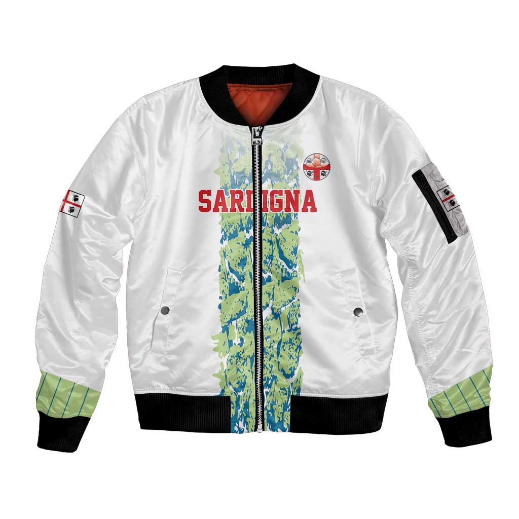 Custom Sardinia Football Sleeve Zip Bomber Jacket Sardigna Sporty Style
