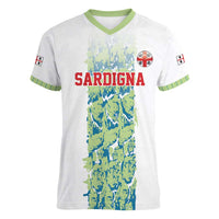 Custom Sardinia Football Women V-Neck T-Shirt Sardigna Sporty Style