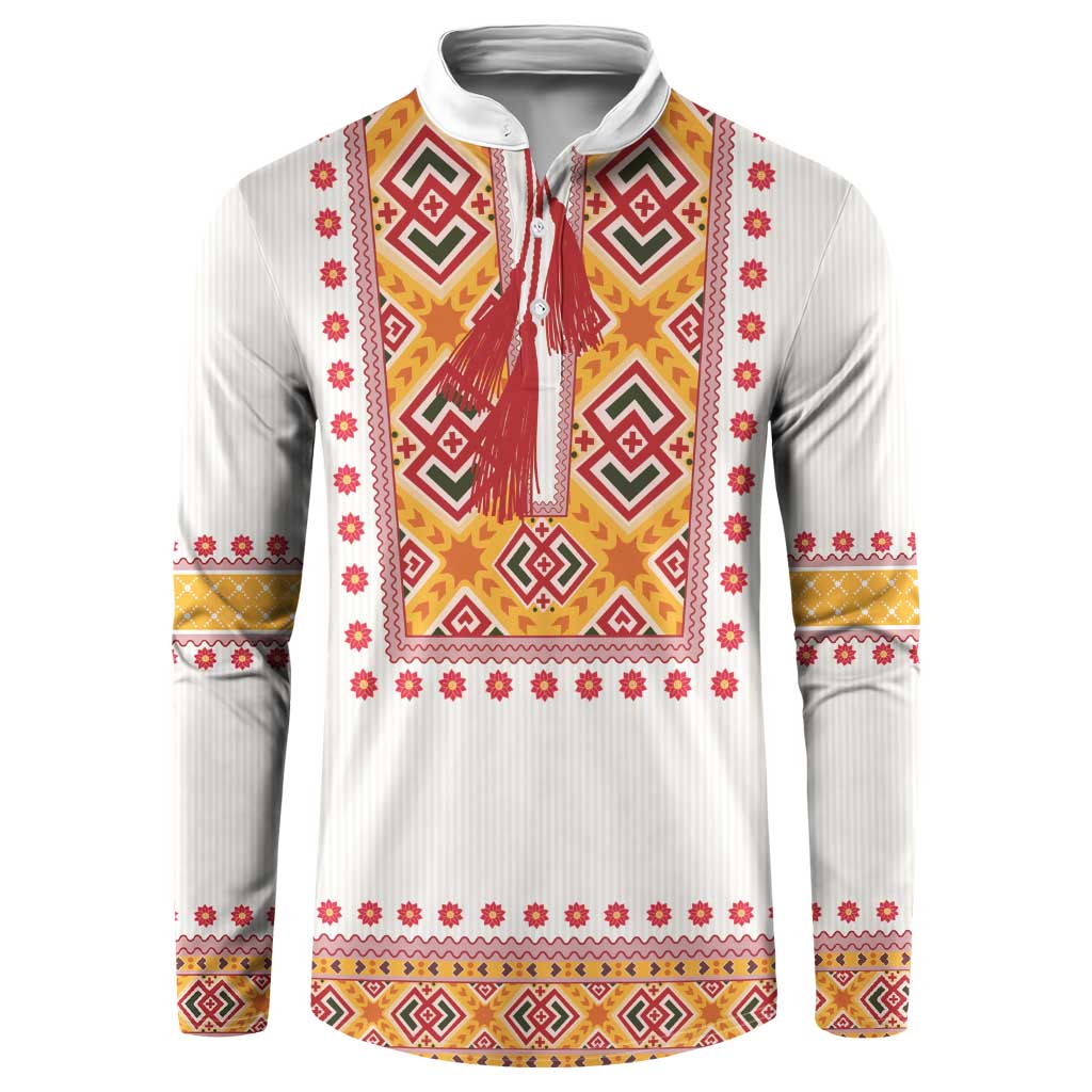 Slovakia Costume Button Sweatshirt Traditional Folk Pattern