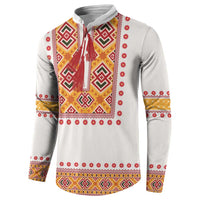 Slovakia Costume Button Sweatshirt Traditional Folk Pattern