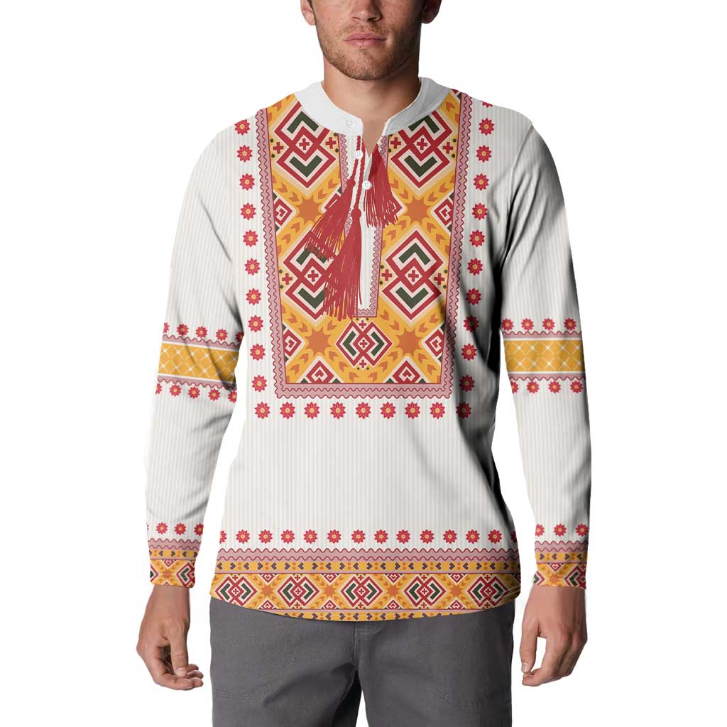 Slovakia Costume Button Sweatshirt Traditional Folk Pattern
