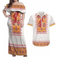 Slovakia Costume Couples Matching Off Shoulder Maxi Dress and Hawaiian Shirt Traditional Folk Pattern