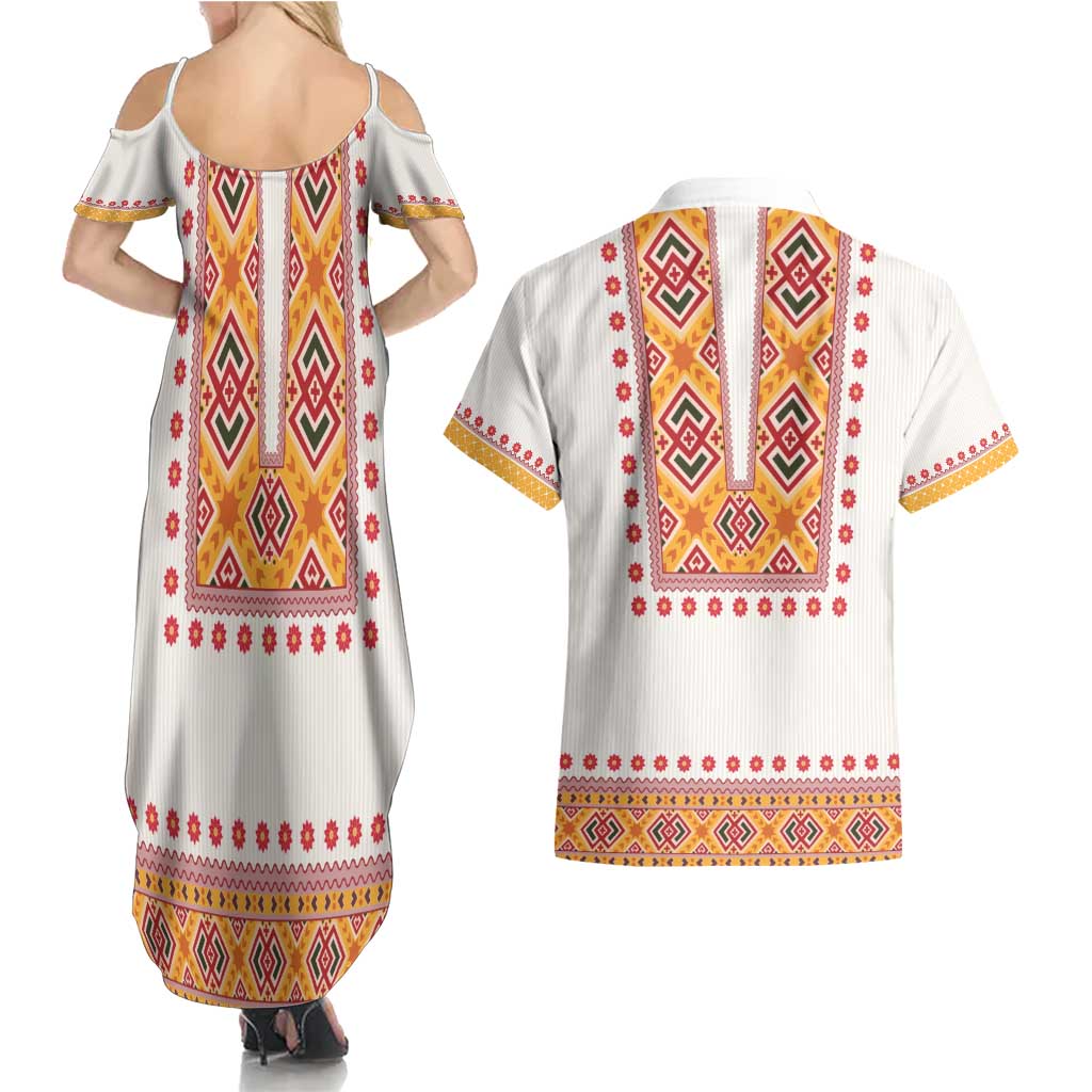 Slovakia Costume Couples Matching Summer Maxi Dress and Hawaiian Shirt Traditional Folk Pattern