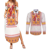 Slovakia Costume Couples Matching Summer Maxi Dress and Long Sleeve Button Shirt Traditional Folk Pattern