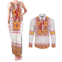 Slovakia Costume Couples Matching Tank Maxi Dress and Long Sleeve Button Shirt Traditional Folk Pattern