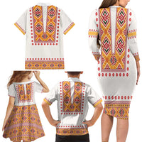 Slovakia Costume Family Matching Long Sleeve Bodycon Dress and Hawaiian Shirt Traditional Folk Pattern