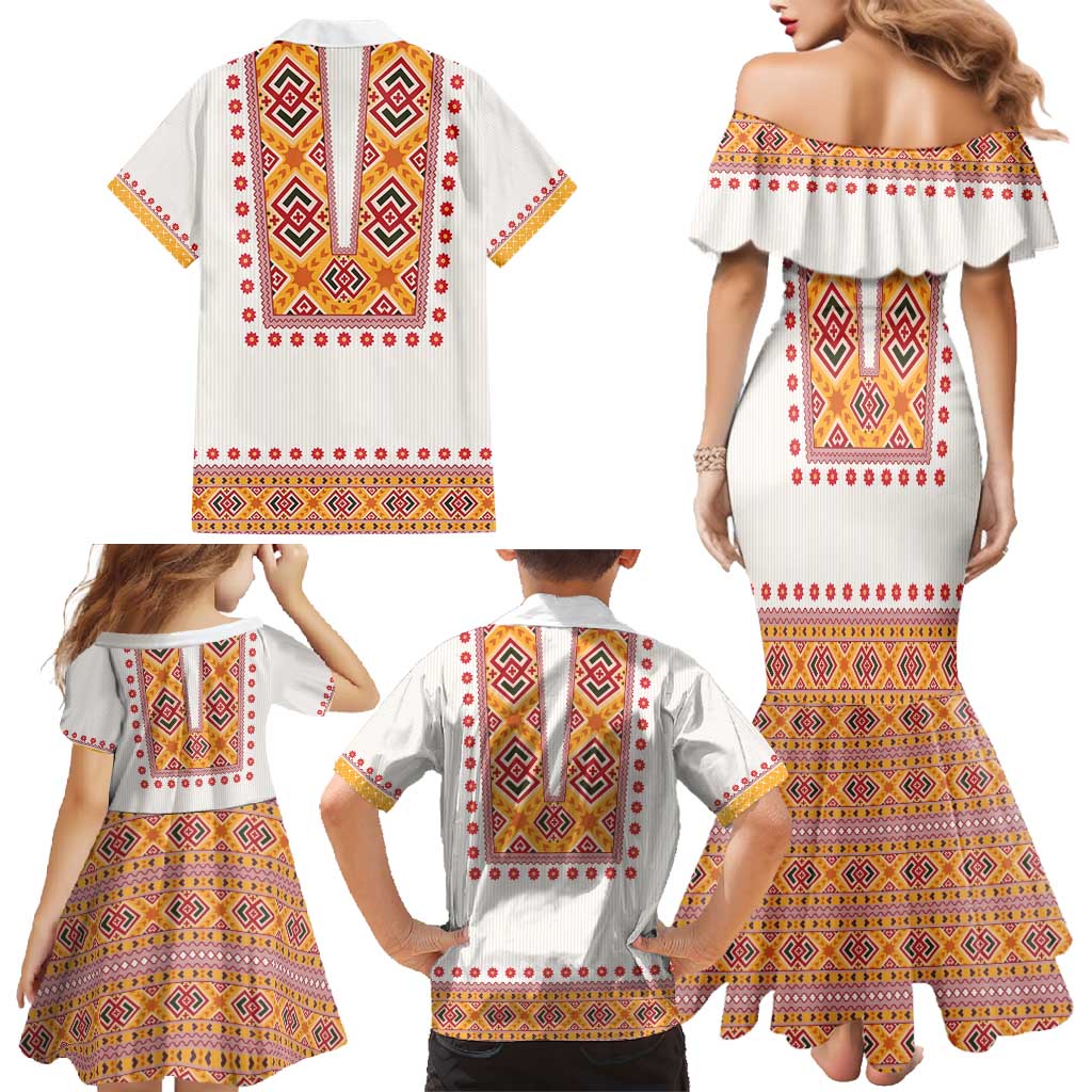 Slovakia Costume Family Matching Mermaid Dress and Hawaiian Shirt Traditional Folk Pattern