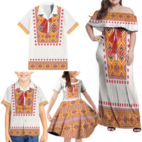 Slovakia Costume Family Matching Off Shoulder Maxi Dress and Hawaiian Shirt Traditional Folk Pattern
