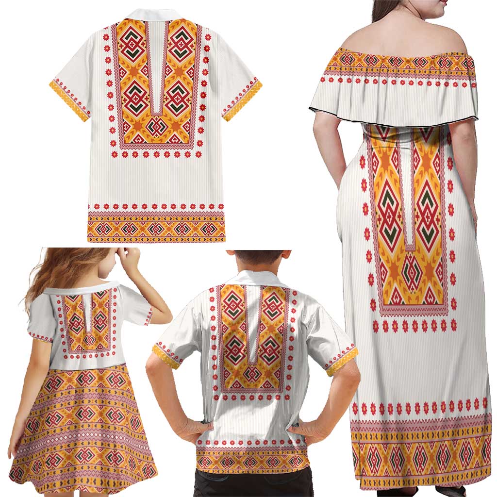 Slovakia Costume Family Matching Off Shoulder Maxi Dress and Hawaiian Shirt Traditional Folk Pattern
