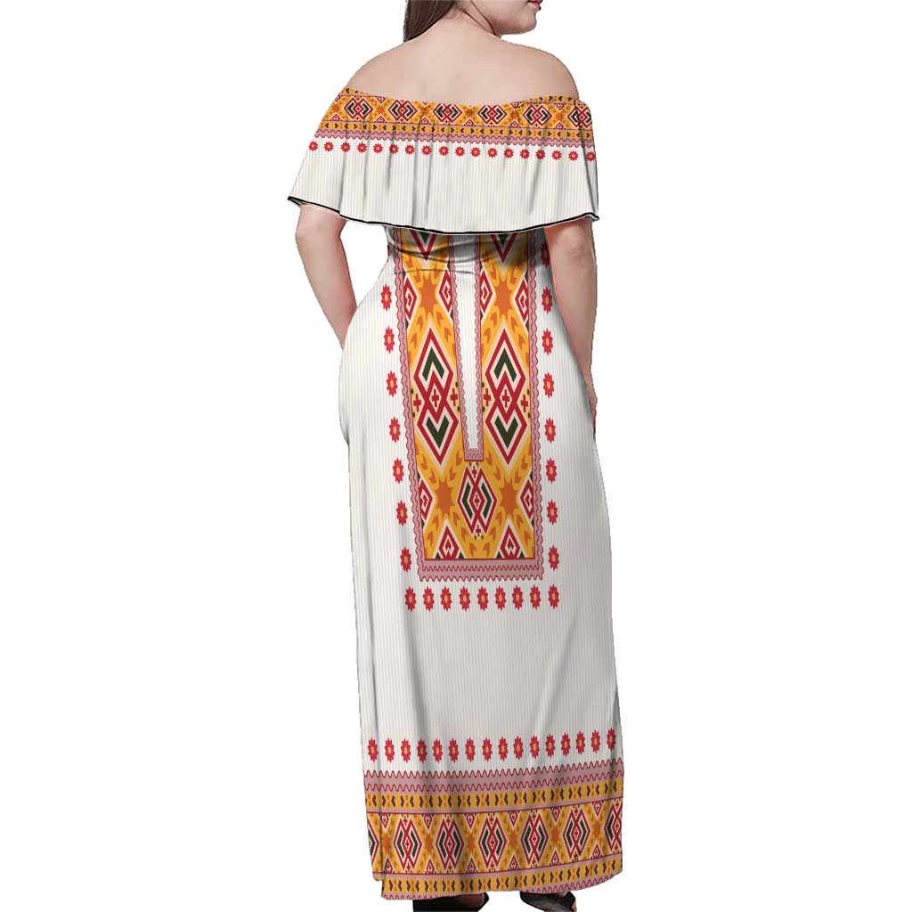 Slovakia Costume Family Matching Off Shoulder Maxi Dress and Hawaiian Shirt Traditional Folk Pattern